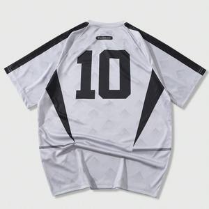 เสื้อเจอร์ซีย์อเมริกันฟุตบอลสีขาวตาข่าย  แผ่นสีดำตัดกัน พิมพ์หมายเลข  ผลิตจากโพลีเอสเตอร์ 100% ชุดทีมเพื่อประสิทธิภาพสูง  OEM เสื้อยืดคอกลม - Product Image 4