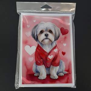 Lhasa Apso Whimsical A7 Size <b>5x7</b> Blank Note Cards Pack of 8 Valentine's Greeting Cards with <b>Envelopes</b> My Valentine - Product Image 3