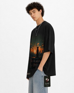 เสื้อยืดคอกลมชาย คุณภาพพรีเมียม ผ้าฝ้าย 100% ลายพิมพ์สตรีทแวร์ ออกแบบโลโก้ได้ตามต้องการ เสื้อยืดเปล่าสำหรับงาน OEM - Product Image 2