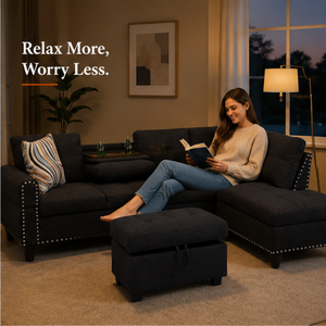 Luxury L Shape Sectional <b>Sofa</b> Bed Set Memory <b>Foam</b> Filled Compact Convertible Sleeper Couch Modern Living Room Home Hotel <b>Sofa</b> - Product Image 4