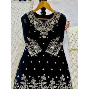 Robes de soirée de créateur Valam, tenue de soirée, haut, palazzo, dupatta, noir, taille M - Product Image 4