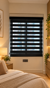 Stores zébrés motorisés WINHOME série Motorolize avec télécommande pour la rénovation commerciale, chambre et salon, personnalisables OEM - Product Image 1
