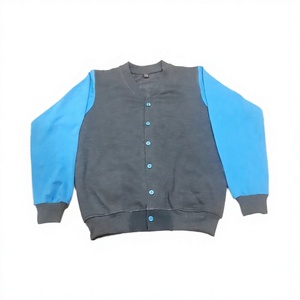เสื้อแจ็คเก็ตเบสบอลผ้าฝ้ายสำหรับเด็ก ยูนิเซ็กซ์ สีเทา-น้ำเงิน แขนยาว ติดกระดุมด้านหน้า สไตล์วาร์ซิตี้ แบบยูนิฟอร์ม - Product Image 1