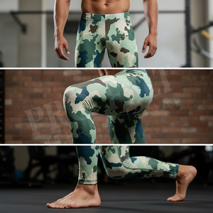 Hot Sale High Quality Fashionable Stylish Men's Gym Quick Dry Breathable Training Workout Sportswear Camo Compression Leggings - Product Image 4
