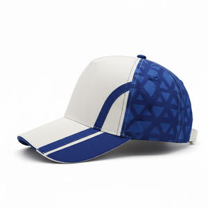 Gorra de Béisbol Personalizada Blanca y Azul, Tela Personalizada, Transpirable y Cómoda, Gorra de Béisbol de 6 Paneles, Diseño Triangular Moderno, Deportiva, Unisex - Product Image 3