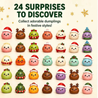 Calendrier de l'Avent promotionnel de Noël : Squishies en forme de raviolis – Compte à rebours de 24 jours – Boîte surprise anti-stress pour un plaisir garanti – Cadeaux et jouets