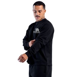 Mes <b>Black</b> <b>Crew</b> <b>Neck</b> <b>Sweatshirt</b> Long Sleeve Pullover Casual Sportswear Top Custom Logo Shoukat Apparel Manufacturer Wholesale - Product Image 3