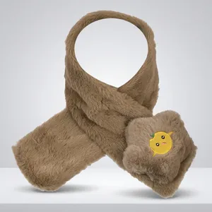 Conjunto de Gorro, Bufanda y Guantes de Felpa Marrón para Niños, Gorro con Bordado de Dibujos Animados - Product Image 6
