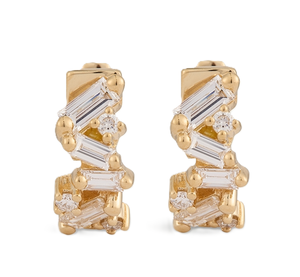 Pendientes de Aro Abiertos de Oro Sólido de 18K con Diamantes, Diseño de Lujo, Joyería Fina para Mujer, Elegante Regalo de Aniversario para Ella - Product Image 2