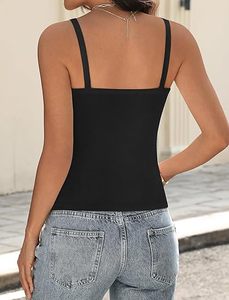 Nouveaux débardeurs d'été pour femmes, doux, anti-boulochage, col carré, couleur personnalisée, en Spandex/Coton, pour le sport - Product Image 4