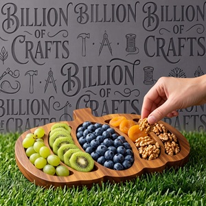 Plateau de service en bois sculpté en forme de citrouille, plat divisé pour desserts et apéritifs d'Halloween, idéal pour les fêtes - Product Image 2