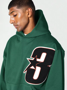 Sweat à capuche pour homme en coton mélangé avec broderie chenille et patchwork personnalisé, coupe classique, prix de gros pour la saison hivernale - Product Image 4