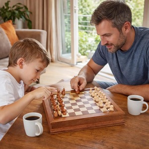 ILAHI's Eco-Friendly Rustic Polished Rectangle <b>Chess</b> <b>Board</b> Game 100% Handmade Pure Wood Animal/Love Style Customized Size <b>Chess</b> - Product Image 1