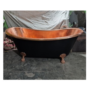 Bañera de Lujo con Patas de Cobre, Independiente, Exterior Negro e Interior de Cobre Brillante, Estilo Antiguo para Hogares y Hoteles de Primera Calidad - Product Image 5