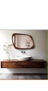 Espejo de Pared de Madera Sólida, Estilo Moderno y Minimalista, Marco Irregular, Espejo Decorativo para Sala de Estar, Hotel, Entrada - Product Image 2
