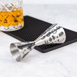 Tiki Engraved 30+60ml 1+2oz Double <b>Sided</b> SS304 Stainless Non-Welding Mr.Slim Bar Cocktail Jigger Bartender Measuring Ounce Cup - Product Image 3