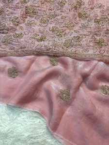 Sari de Seda Pura Bicolor con Tela Espacial, Blusa con Hojas de Shree Fendi Hechas a Mano, Ecológica, de Secado Rápido, Tejida, Ligera, para Fiesta, para Mujer - Product Image 6