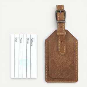 Etiquetas de Equipaje de Cuero Genuino al por Mayor, Tarjetas de Identificación de Viaje Hechas a Mano, Etiquetas para Maletas de Cuero Vacuno con Correa LMP-0203 - Product Image 2