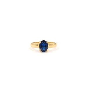 Iolite <b>Ring</b> 6x8mm Oval Checker Cut – Handmade Gold Plated Gemstone <b>Ring</b> with Gold Ball Accents, Violet Blue <b>Statement</b> <b>Rings</b> - Product Image 3