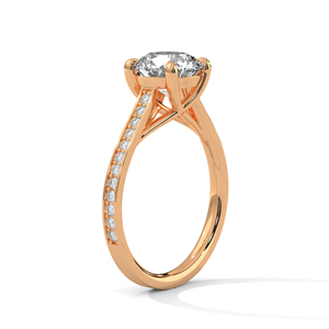 Anillo de oro rosa de 14 quilates con diamante de laboratorio, joyería lujosa con certificado GRA, estilo solitario sintético con diamantes engastados para chicas - Product Image 2