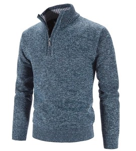 Suéter de Punto para Hombre, Otoño Invierno, Color Sólido, Manga Larga, Cuello Alto con Cierre, Cuello Redondo, Prenda Exterior con Patrón - Product Image 5
