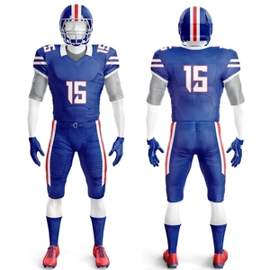 Uniformes de football américain personnalisables, imprimés par transfert thermique rouge, 100% polyester, respirants, coupe régulière, pour hommes, toutes saisons - Product Image 2