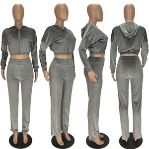 Winter Hoodie Wide Leg Pants Long Sleeve Velvet Sweatsuit Women 2 Piece Outfit Women Casual 2 Piece Jogger Set - Product Image 5