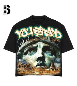 เสื้อยืดผู้ชายทรงโอเวอร์ไซส์พิมพ์ลายโลโก้ด้านหน้า ผ้าฝ้ายคุณภาพสูง 100% ลายสก็อต ระบายอากาศได้ดี เป็นมิตรกับสิ่งแวดล้อม - Product Image 3