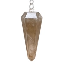 Pendentif en cristal de quartz fumé haut de gamme, type cône à 6 facettes, poli et sculpté, outil de radiesthésie Feng Shui magnifique et énergétique, le plus vendu