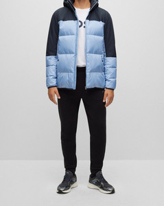 Custom Men's Two Tone Black Sky Blue Quilted Puffer Jacket Lightweight Winter <b>Zip</b> <b>Up</b> 100% Polyester Jacket OEM ODM Manufacturer - Product Image 4