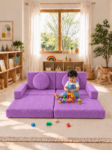 Canapé moderne pour enfants, canapé modulaire par Emerald Lilac, canapé de jeu, canapé d'appartement, canapé en tissu haut de gamme personnalisé, adapté aux enfants - Product Image 4