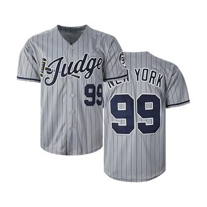 Maillots de baseball cousus à rayures 99 Judge pour hommes, chemises pour fête, cadeau de Noël - Product Image 1