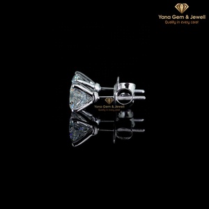 4 TCW Pendientes Solitarios Redondos para Uso Diario con Diamante Cultivado en Laboratorio CVD, Oro Sólido de 14K, Color D, Claridad VVS2, Certificado IGI - Product Image 5