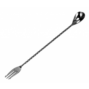 Cuchara para mezclar cócteles de acero inoxidable, tenedor y cuchara de mango largo con diseño retorcido, herramientas de bar, cuchara artesanal - Product Image 1