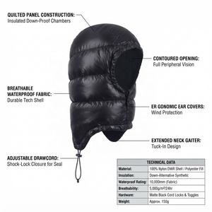 Unisex Waterproof Black Balaclava Hoodie <b>Neck</b> <b>Warmer</b> Outdoor Wear 56-58CM Adult Size - Product Image 5