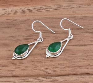 Boucles d'oreilles pendantes de luxe en turquoise verte naturelle, argent sterling 925, pierre précieuse porte-bonheur, bijoux de fête, cadeau pour femme - Product Image 4
