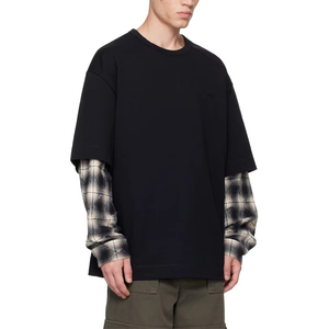 Wholesale Heavyweight Men's 100% Cotton Double Layered T <b>Shirt</b> Long Sleeves Breathable Plain Drop Shoulder Oversize T-<b>Shirt</b> - Product Image 1