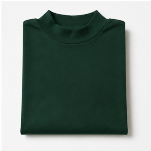Camiseta de Mujer Verde Bosque con Cuello Alto y Manga Corta, Corte Holgado, WTS-0094 - Product Image 6