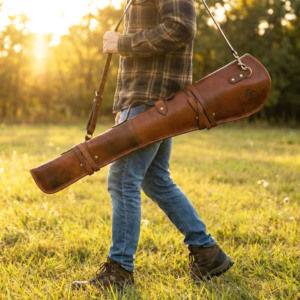 Étui de chasse en cuir souple fait main ZOLO LEATHERS SH01 33" avec sangle réglable imprimé serpent - Product Image 1