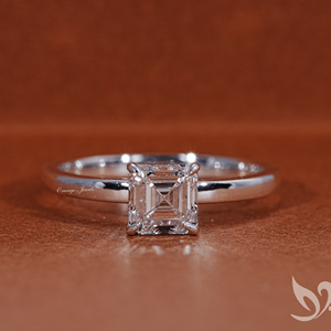 Anillo de Diamante Cultivado en Laboratorio con Corte Asscher de 1 Quilate, Certificado por IGI |   Anillo de Compromiso Solitario en Oro Blanco de 18K - Product Image 1