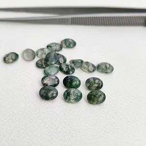 Verified Manufacturer And Supplier Natural Green Moss Agate 9x11mm Faceted Oval Healing Loose Gemstones For Jewelry Making Stone
