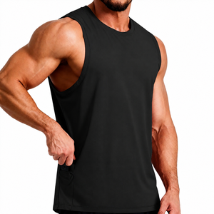 Camiseta sin mangas negra para hombre, cuello redondo, transpirable, de secado rápido, ligera, para gimnasio, entrenamiento, culturismo, fitness, camiseta muscular - Product Image 1