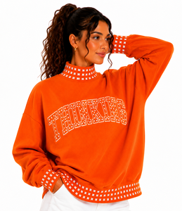 Sweat-shirt à col montant pour femme, personnalisé, coupe oversize, en molleton de coton, manches longues, décontracté, pour l'automne, vente en gros - Product Image 1