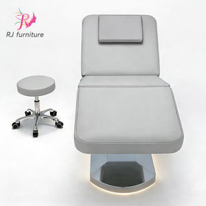 Cama de Belleza Eléctrica de Lujo con Base de Metal y Cuero Sintético Plateado, Cama Ajustable para Tratamientos Faciales y de Pestañas para Muebles de Salón - Product Image 5