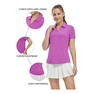 <b>Womens</b> Blue Solid Polyester/Cotton Front Logo Sports Golf <b>Top</b> Quick Dry Breathable Anti-Wrinkle Anti-Pilling <b>Compressed</b> Athletic - Product Image 6