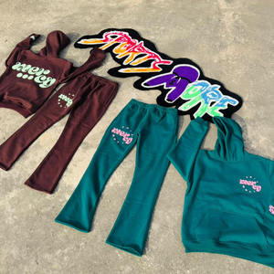 Chándal de invierno personalizado para hombre, con estampado acampanado, de algodón 100% de 480 g/m² de alto gramaje, largo completo, sublimación. - Product Image 1