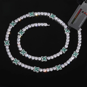 Collier tennis papillon en diamant de laboratoire, argent 925, léger, diamant certifié, émeraude verte, floral, bijoux de luxe pour femmes - Product Image 2