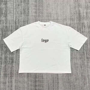 Mens Cropped <b>Tshirt</b> Drop Shoulder Blank Heavyweight 300gsm 100% Cotton Oversized Boxy Cropped t Shirt Men - Product Image 1
