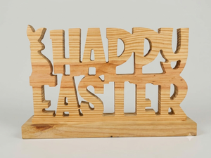 Letrero de Mesa de Madera Moderno Hecho a Mano para Feliz Pascua, Placa Decorativa con Letras de Conejo, Decoración de Mesa, Regalos de Pascua - Product Image 4
