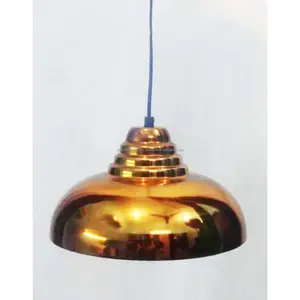 Metal Sheet Hanging Pendant Light With Gold Plating Finishing Round Shape Simple Design Excellent Quality For Lighting